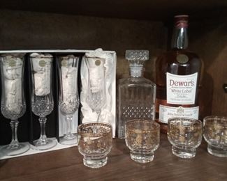 Culver, Longchamp Crystal and Contents of Cabinet