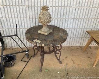 Faux Tile Table with Concrete Pineapple