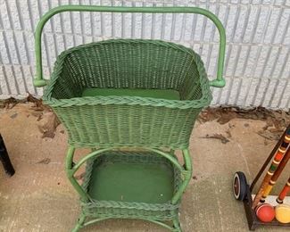 Green Wicker Basket Table