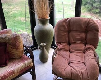 It rocks and swivels! Nice decor pieces too!