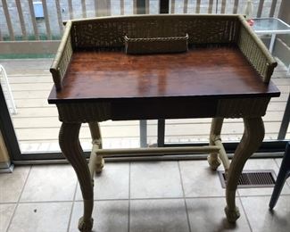 Rattan and wood writing desk!