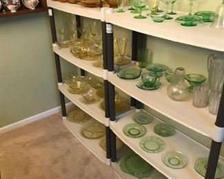 Green, Amber and Yellow depression glass!