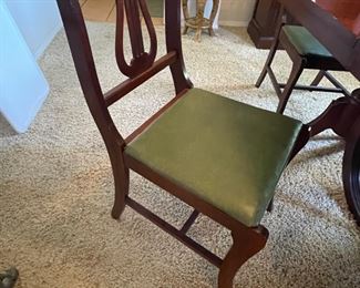 Duncan Phyfe Dinning Table and 4 Chairs. :  52.25” L. 36” W 29.5” T. Chairs Lair style: 16”W 15”D 33”T.                              $250.00 or all 3 pieces for $600.00