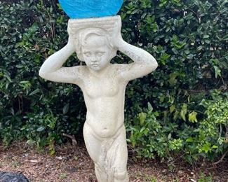 Statue with Blue Gazing Ball   $125.00
