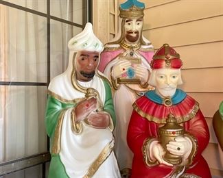 3 Wisemen Blow molds. Some cracks good color.  $100.00 set of 3