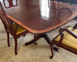 Duncan Phyfe Dinning Table (2) Leafs, 7 chairs. $300.00     Table: 68"W 44"D 28"T  Leafs: 20"W each = 108" W