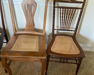 Assorted Chairs, Cane bottom, wood various prices