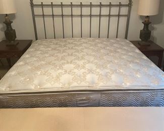 King Bed with Metal Headboard and Beautyrest Mattress and Box spring.  $300.00