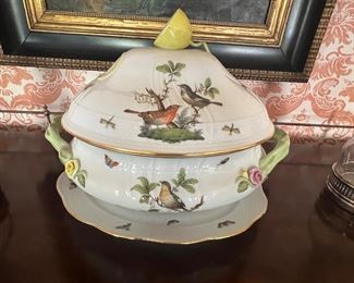 HEREND Rothschild Covered Tureen + Underplate
