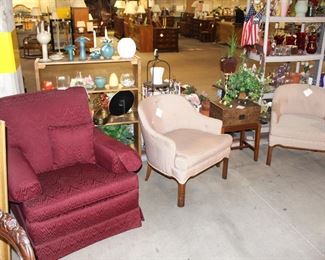 We have a large amount of upholstered chairs and small end tables.