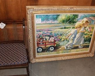 There are a large amount of single chairs and original artwork.  