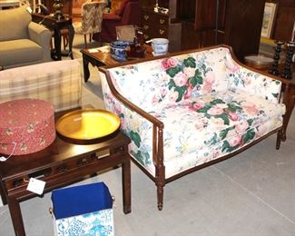 There are a number of settees and end tables in this sale.  