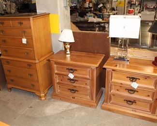 End tables, chest of drawers, lamps and more.  The chest of drawers is Lammerts.  The end tables are Thomasville.  