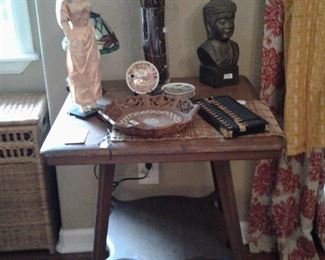 ANTIQUE TABLE AND ASIAN DECOR