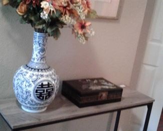 CONSOLE TABLE AND ASIAN ITEMS