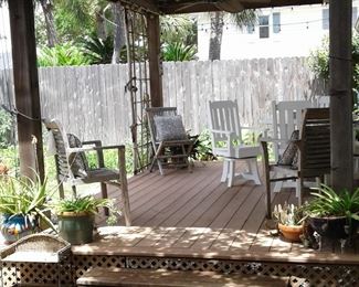 FINCH OUTDOOR TABLE AND CHAIRS AND TEAK CHAIRS