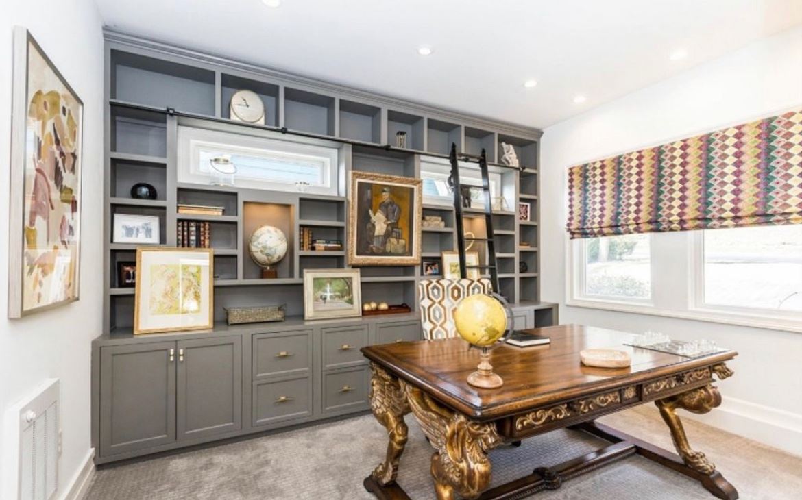 After RJ Horner Gold Giltwood Griffon Hardwood Double Sided Desk Writing Table