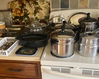 Pots, pans and additional cookware.