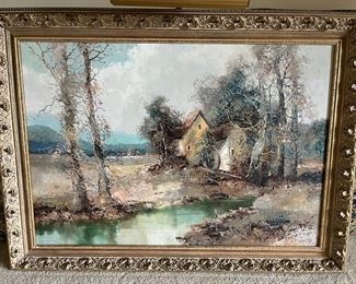 Large framed oil painting by German impressionist artist Willi Bauer.