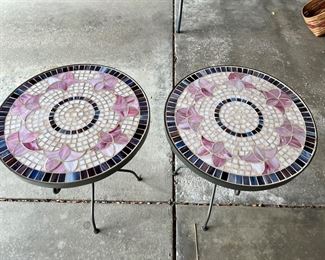 Two mosaic-style patio/accent tables.