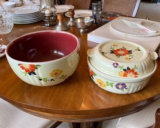 Vintage Hall “Autumn Leaf” lidded casserole and bowl.