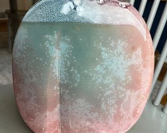 Tony Evans signed Raku vase.