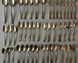 Sterling silverware/flatware in various makes, partial sets, and patterns.