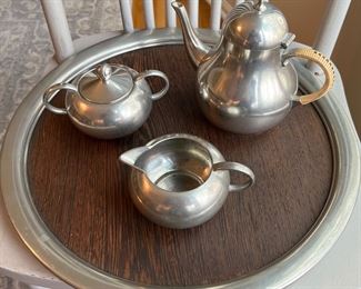Royal Holland pewter tea set with tray.