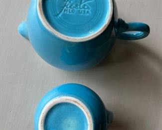 Bottoms of Fiestaware pottery.