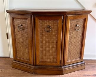 Three sided hallway storage cabinet