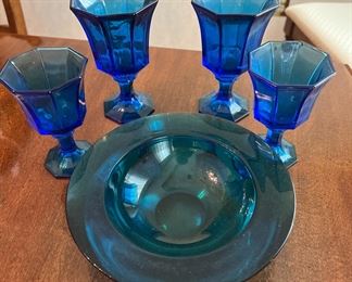 Blue glass items