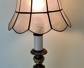 Brass lamp with glass shade