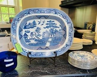 Blue willow 19thC platter