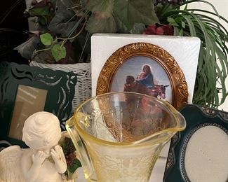 Assorted Decor: Angels, Frames, Silk Plants, ...