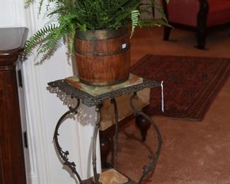 VICTORIAN MARBLE AND METAL PLANT STANDS