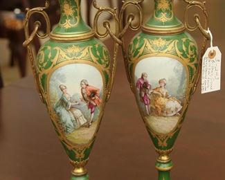 FRENCH URNS HAND PAINTED