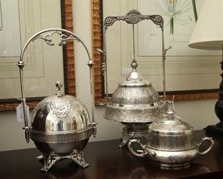 SILVER PLATE MECHANICAL BUTTER DISHES