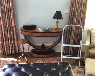 Mt. Airy Biedermeier Maple Ebonized Demilune Console Table.