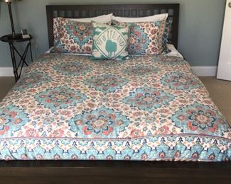 Full size Bed with mattress. Easy set up and take down. Linens are for sale too.