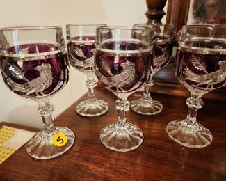 Vintage Cut-to-Clear Wine Glasses - German Hofbauer Byrdes Collection