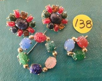 Scarab Pins and Earrings