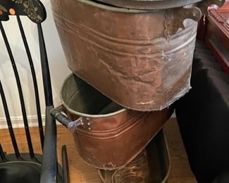 Copper boiling pots.