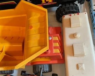 Vintage toy trucks.