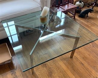 Square glass coffee table