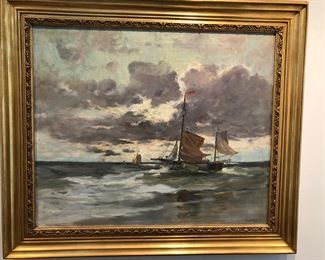 Charles P. Gruppe oil on canvas “ Sunset-The Dutch Coast”