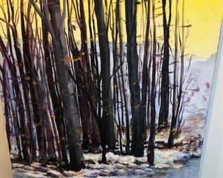 Mary Kinsley oil on canvas "Yellow Sky at Chapin Park, oil on canvas