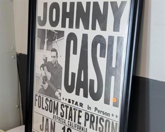 LARGE FRAMED JOHNNY CASH POSTER