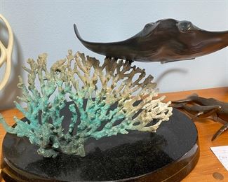 Another Picture Of “Manta Ray” Bronze Sculpture By Artist Wyland