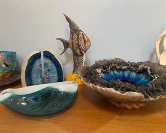 Handcrafted Studio Art/Pottery Volcanic Raku Lava Bowl Signed Hutch Ceramics Maui