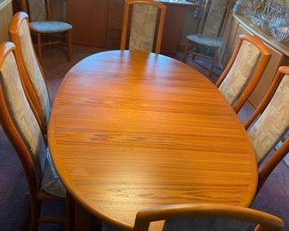 Skovby DC.Line Model DC05T Danish Dining Table With 3 Leafs And 12 Chairs, Danish Teak, House Of Denmark, 3 Leafs Store Conveniently Under Table To Make A 6 Person Beautiful Table